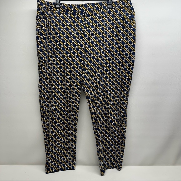 BODEN Glorious British style pull on size 16/18 Navy and Yellow Patterned Pants - Picture 3 of 10
